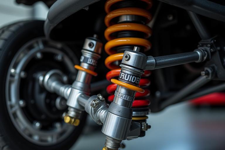 調整可能なサスペンションコイルオーバーキットのクローズアップ